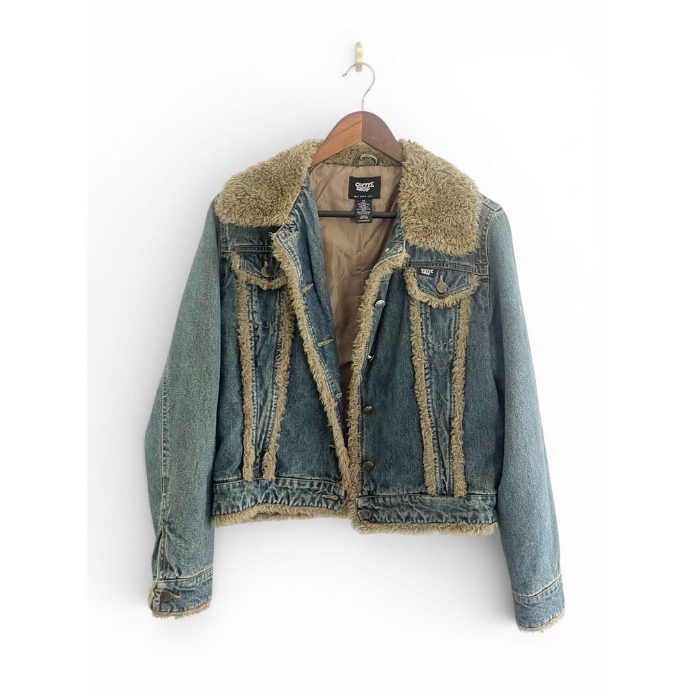 Y2K Coffee Shop Women's Penny Lane Blue Denim faux Fir Trim Jacket